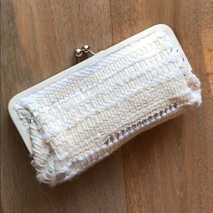 Clare V. woven kiss lock clutch